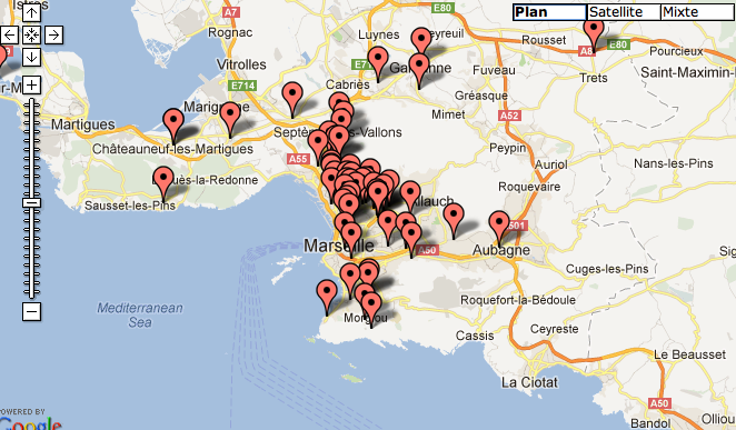 Carte des règlements de comptes à Marseille